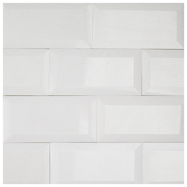 Beveled Edge Subway Backsplash Tile White Gloss 3 X6 Beveled Edge Subway Backsplash Tile White Gloss
