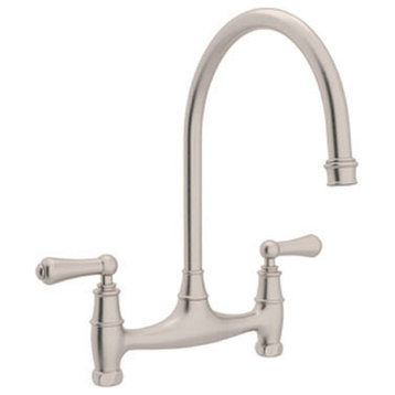 Rohl Perrin and Rowe High-Arc Bridge Kitchen Faucet, Satin Nickel