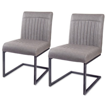 New Pacific Direct Ronan 19.5" PU Leather Dining Chair in Gray (Set of 2)