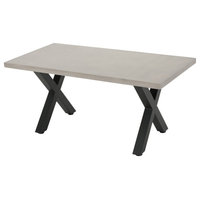 GDF Studio Galatian Outdoor Concrete Dining Table With Black Iron Legs