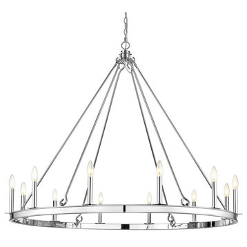 Z-Lite 482R-12 Barclay 12 Light 48"W Candle Style Chandelier - Polished Nickel