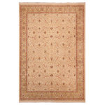 Bareens Designer Rugs - Antique Vegetable Dyed Taj Ivory/Green Wool Rug - 8'0'' x 10'2'' - Designed with mesmerizing intricacy and gorgeous color palette, this hand-knotted masterpiece demonstrates the beauty and electrifying thrill of Pak Persian art. These meticulously hand-knotted Pak-Persian rug is made with pure wool and features breathtaking traditional, transitional, and tribal designs in bold luxurious color pallets. Known for their intricate designs these rugs are a reproduction of Persian rugs, made in Pakistan with unique Mughal designs. Made by master weavers using the same Persian texture, design and dying technique, we wanted to produce the most significant manifestation of Persian art, life, and culture. This rug is most famous for its exceptional quality, incredible designs, patterns, and vibrant rich color. Pak-Persian rugs made with Persian weave with high knot counts, which enables the high intricacy and detail found in the patterns are also referred to as "State of art", each color adds a rich beautiful detail in the artwork of this rug. The design, color, and beautiful chromatic composition with a vibrant sheen with intricate designs, exude beauty, elegance, and quality make this rug a masterpiece of its own.
