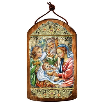 Icon Nativity With Angel Wooden Ornament