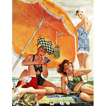 "Card Game at the Beach" Painting Print on Canvas by Alex Ross