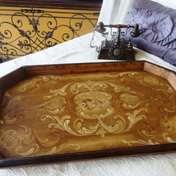 Hand-painted Wood Accessory Tray in brown - Home Decor