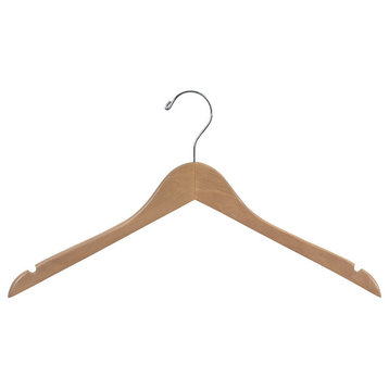Rubberized Wooden Top Hangers With Natural Finish, Box of 100