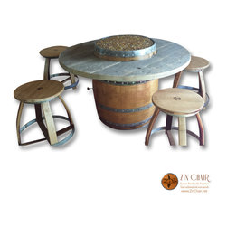Zin Fire Pit with 4 Rotating Barstools - Fire Pits