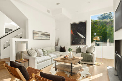 Example of a beach style living room design in Los Angeles
