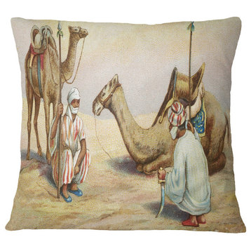 Old Colonial Illustration Contemporary Throw Pillow, 16"x16"