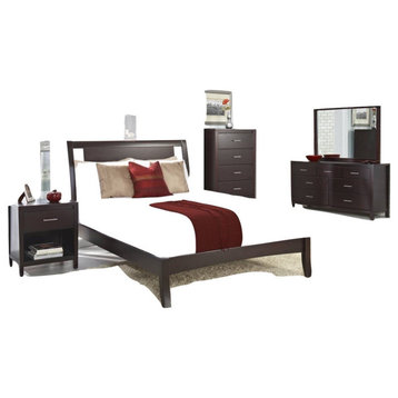 Napierd 4PC Twin Bed, Nightstand, Dresser & Mirror Set in Espresso