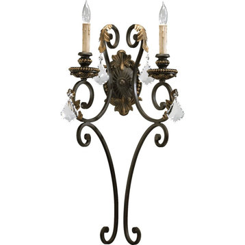 Quorum Rio Salado 2-Light 27" Wall Sconce in Toasted Sienna With Mystic Silver