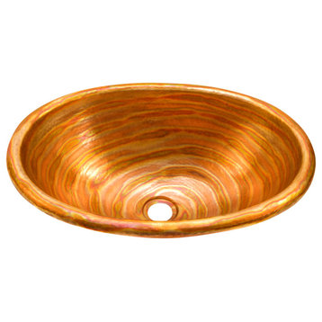 Rolled Rim Oval Bathroom Copper Sink