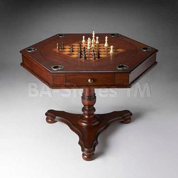 Plantation Cherry Hexagonal Combo Game Table - Coffee Tables