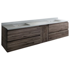 Formosa Wall Hung Double Sink Modern Bathroom Cabinet With Top