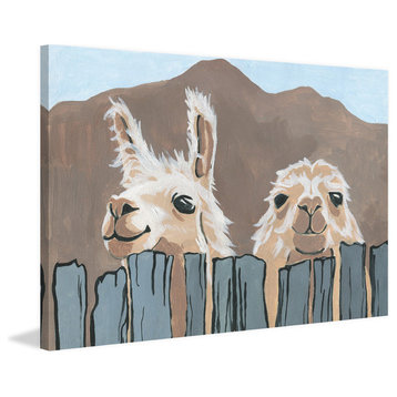 "Peekaboo Llamas" Painting Print on Wrapped Canvas, 18"x12"