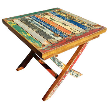 Marina Del Rey Recycled Teak Wood Boat Folding Side Table