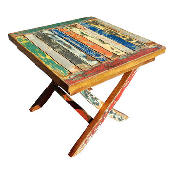 Marina Del Rey Recycled Teak Wood Boat Folding Side Table