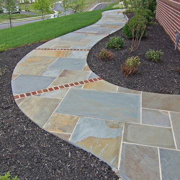 Pennsyvania Bluestone Walk with Brick Banding, Chester Springs, PA