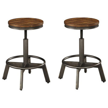 Home Square 2 Piece Torjin Adjustable Counter Stool Set in Brown and Gray