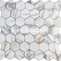 MH-21L HEXAGON CALACATTA GOLD 2 IN - Mosaic Tile