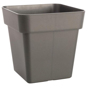 Alfresco Home Modern Pac 15.75" Square Resin Pot in Anthracite Gray