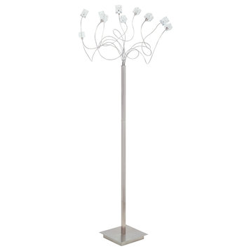 Modern Floor Lamp With Clear Glass Shades and Foot Dimmer