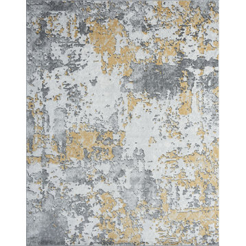 Jose Contemporary Abstract Gold/Gold Indoor Rectangle Area Rug, 5'x7'