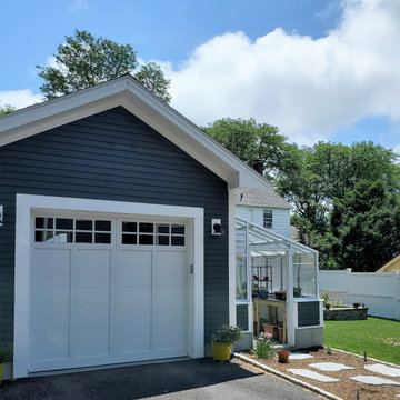 Detached garage and greenhouse