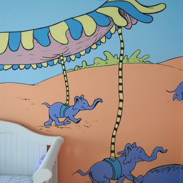 Oh, The Places You'll Go! Dr. Seuss Mural throughout a nursery