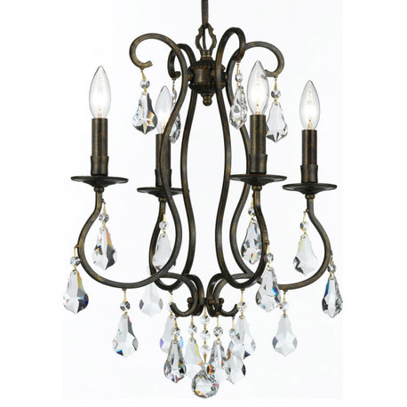 Ashton 4 Light Clear Crystal Bronze Mini Chandelier