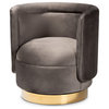 Latania Glam Gray Velvet Swivel Accent Chair