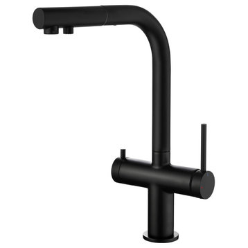 Circular 2-in-1 Water Filter Kitchen Pull Out Faucet, Matte Black