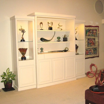 Media Center with remote 65 inch TV lift in cabinet