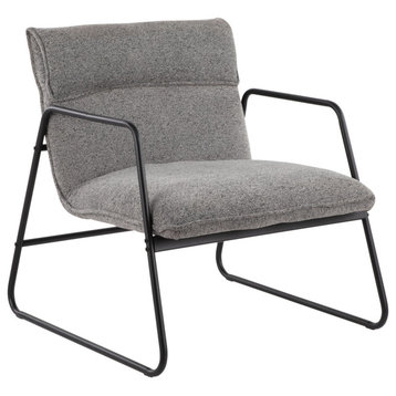 Casper Arm Chair, Black Steel, Gray Noise Fabric