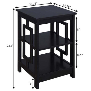 Town Square End Table with Shelves, Black