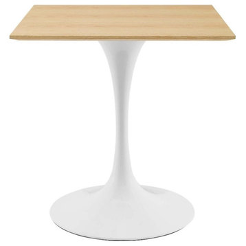 Modway Lippa 27.5" Modern Wood Square Dining Table in White & Natural