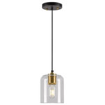 Forte - Forte 2724-01-62 Tyrone, 1 Light Pendant - The Tyrone transitional pendant comes in black finTyrone 1 Light Penda Black/Soft Gold Clea *UL Approved: YES Energy Star Qualified: n/a ADA Certified: n/a  *Number of Lights: 1-*Wattage:75w Medium Base bulb(s) *Bulb Included:No *Bulb Type:Medium Base *Finish Type:Black/Soft Gold