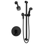 Symmons - Shower Faucet Wall Trim Kit, 1-Single Handle, Hand Spray, Matte Black - The Dia Single Handle Wall Mounted Shower Faucet Trim Kit with Hand Spray boasts a modern sophistication to complement contemporary bathroom designs. Plated in a scratch resistant finish over solid metal, this shower trim has the durability to add contemporary styling to your bathroom for a lifetime. With an ADA compliant single lever handle design, the solid brass valve cover plate features hot and cold indicators to ensure custom water temperature setting with ease of use for everyone. At an eco friendly low flow rate of 1.5 gallons per minute, the single mode showerhead and hand spray conserve water without sacrificing performance, saving you money on your water bill. This model includes everything you need for quick installation. This shower trim kit includes a showerhead, shower arm, escutcheon, hand spray with 60 inch flexible hose, a slide bar for the hand spray, shower lever handle, and integral volume control handle to adjust the shower water volume. You'll easily be able to update your bathroom without having to replace your valve. With features that are crafted to last and a style that is designed to please, the Symmons Dia Single Handle Wall Mounted Shower and Hand Spray Trim Kit is a seamless addition to your bathroom and is backed by our limited lifetime warranty.