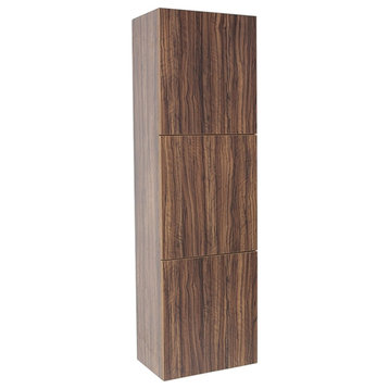 Fresca Walnut Bathroom Linen Side Cabinet with 3 Large Storage Areas