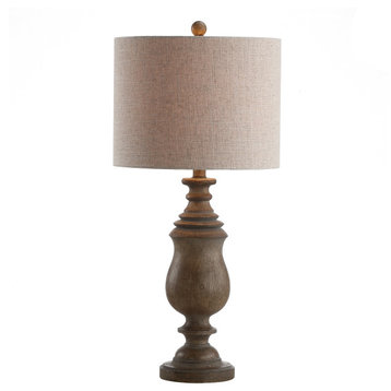 Abeline 28.5" Resin LED Table Lamp, Brown Faux Wood