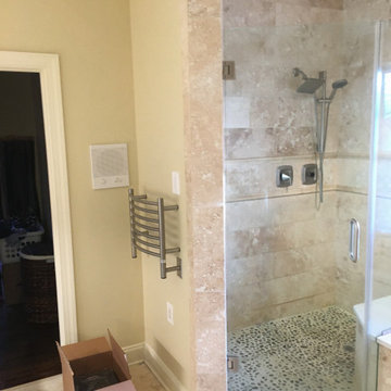 Spa Shower Remodel - High End Finishes - Glass Door - Heated Towel Rails.