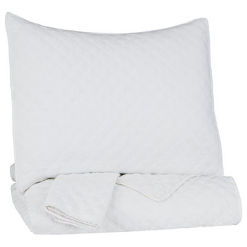 Bowery Hill Twin Microfiber Coverlet Set in White