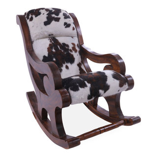 Hair-On Cowhide Wooden Handcrafted Rocking Chair RC126-FC, 24