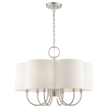 Brushed Nickel French Country, Floral, Transitional, Chandelier