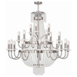 Livex Lighting - Livex Lighting 51877-91 Valentina - Twenty-One Light 3-Tier Foyer Chandelier - Canopy Included: TRUE  Shade InValentina Twenty-One Brushed Nickel Clear *UL Approved: YES Energy Star Qualified: n/a ADA Certified: n/a  *Number of Lights: Lamp: 21-*Wattage:40w Candelabra Base bulb(s) *Bulb Included:No *Bulb Type:Candelabra Base *Finish Type:Brushed Nickel
