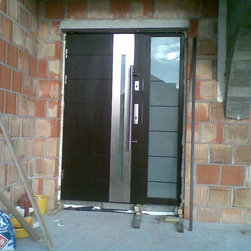 Stainless Steel Modern Exterior Door. Hurricane impact entry door - Front Doors