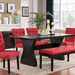 ACME EFFIE 6 PIECES ESPRESSO BEIGE DINING TABLE SET - Dining Sets