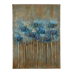 Blue Blossoms 40812 Hand Painted Canvas Wall Art - Artwork