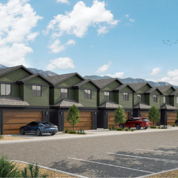 Modern Townhome Exterior 3D Rendering