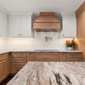 Oak Custom Range Hood Brass Pot Filler